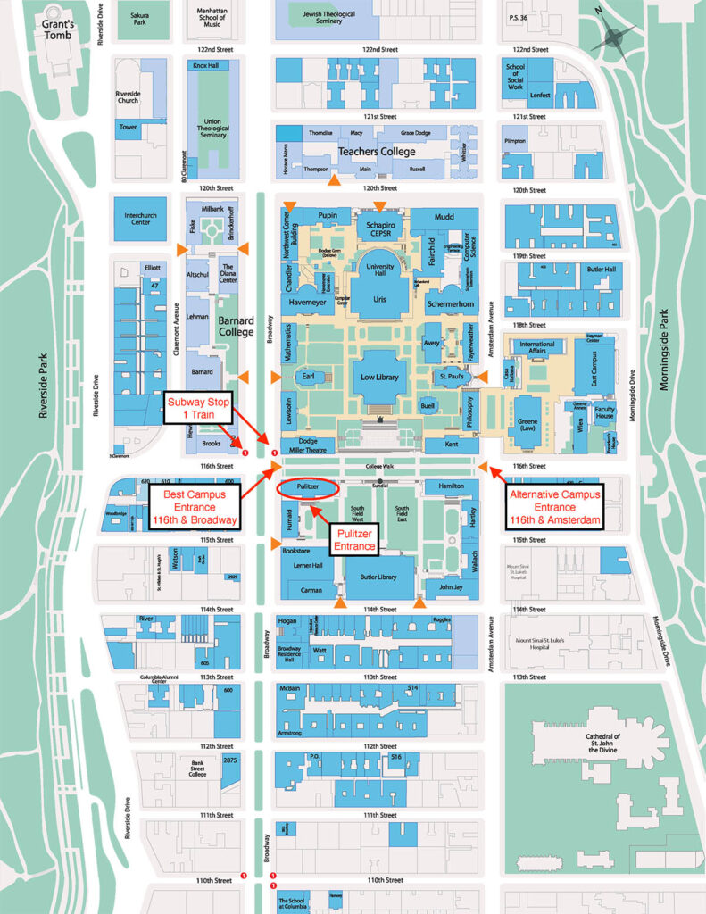 Campus Map for Columbia
